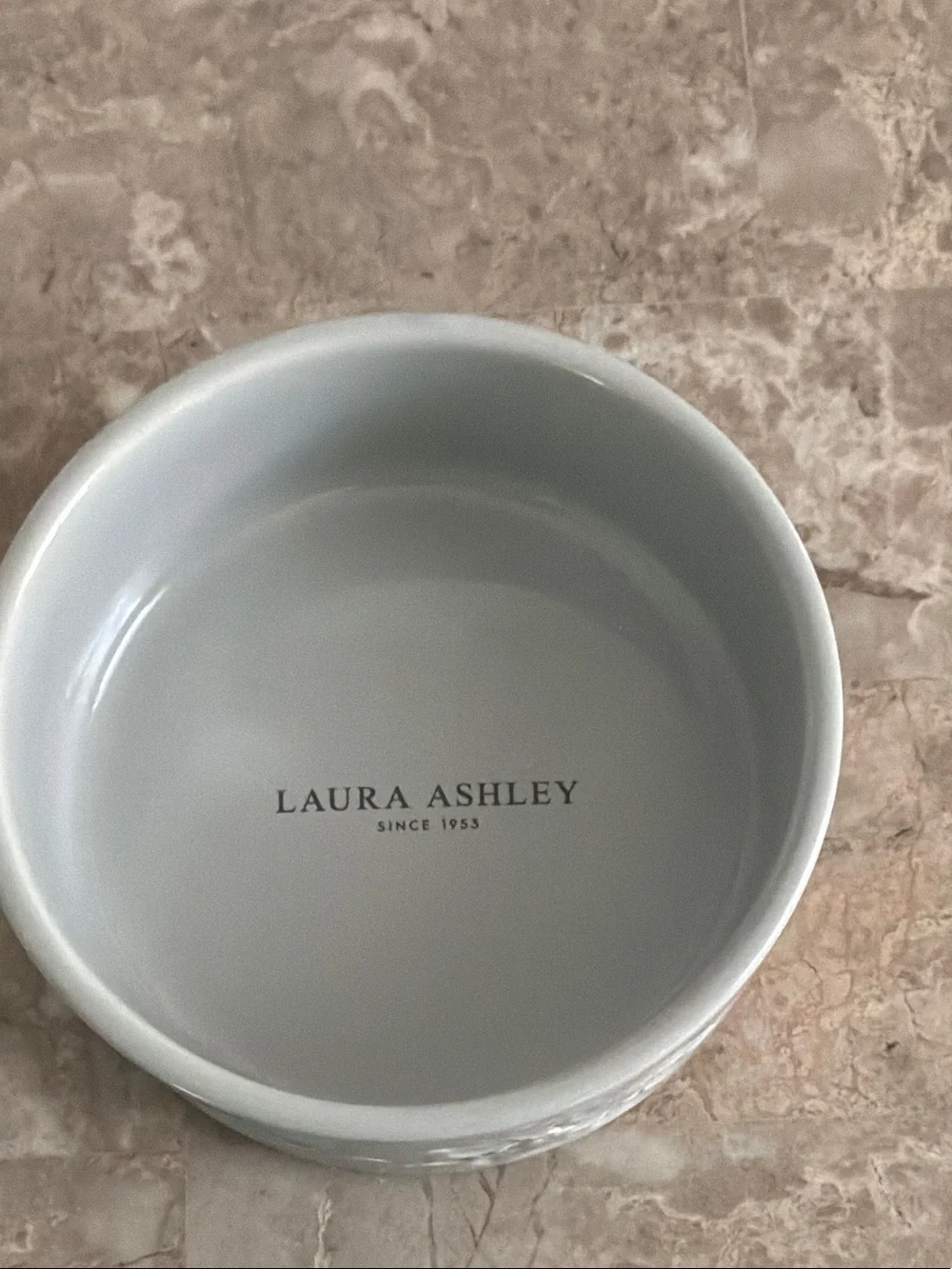 Laura Ashley White Embossed Floral Ceramic Pet Dish
